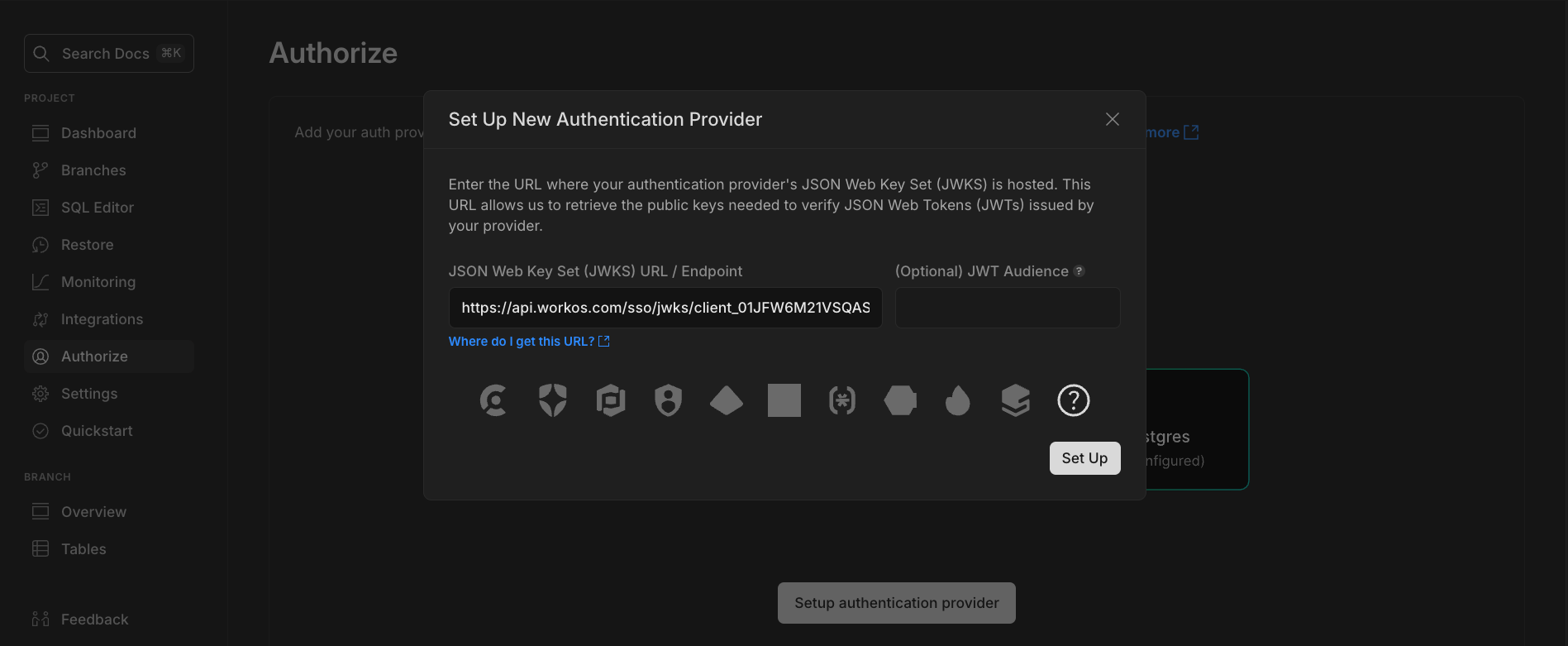 Add Authentication Provider